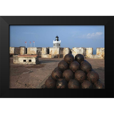 Puerto Rico, San Juan Fort San Cristobal Black Modern Wood Framed Art Print by Flaherty, Dennis