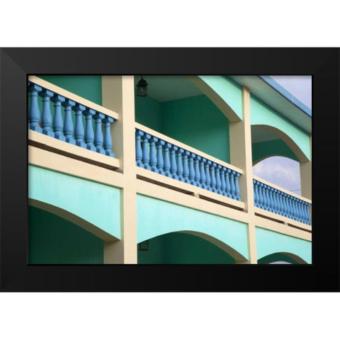 Puerto Rico, Viegues Isl, Architecture in Rincon Black Modern Wood Framed Art Print by Flaherty, Dennis