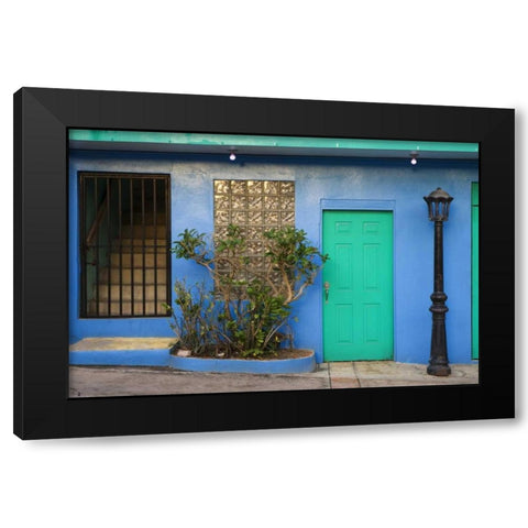 Puerto Rico Building exterior in Isabel Segunda Black Modern Wood Framed Art Print with Double Matting by Flaherty, Dennis