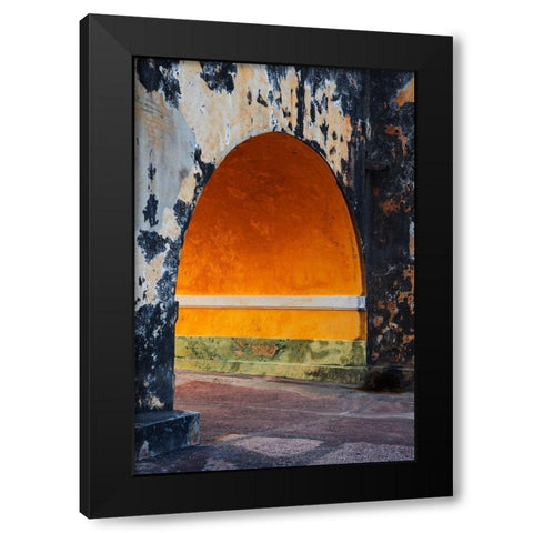Caribbean-Puerto Rico-San Juan Concrete archway at Fort San Cristobal Black Modern Wood Framed Art Print by Jaynes Gallery