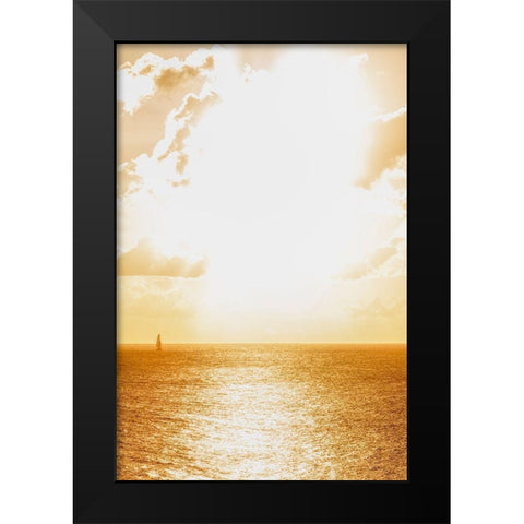Island of Saint Martin-French Caribbean-sailboat on the water on a bright-sunny day Black Modern Wood Framed Art Print by Sullivan, Karen Ann