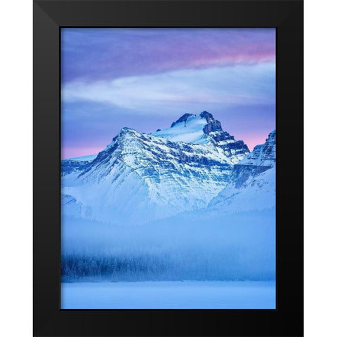 Canada-Alberta-Banff National Park-Dusk and fog at Mount Hector and Bow Lake Black Modern Wood Framed Art Print by Collins, Ann