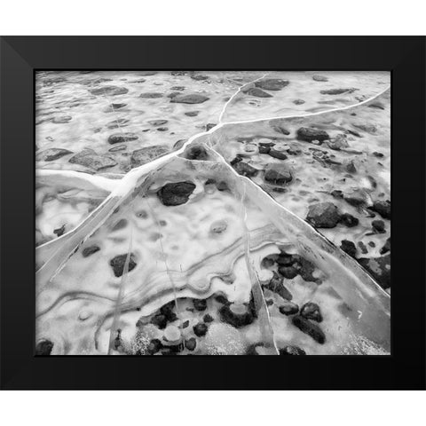 Canada-Alberta-Canmore-Spray Valley Provincial Park-Ice abstract at Spray Lakes Black Modern Wood Framed Art Print by Collins, Ann