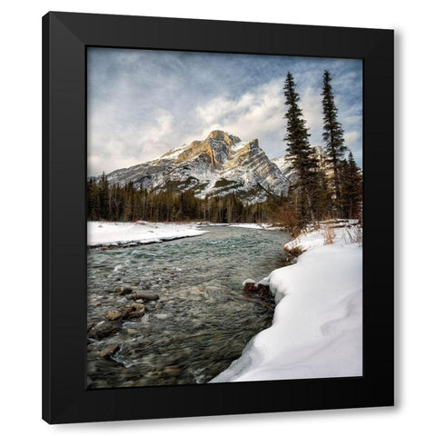 Canada-Alberta-Kananaskis Country-Mount Kidd and the Kananaskis River Black Modern Wood Framed Art Print with Double Matting by Collins, Ann