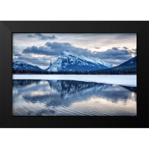 Canada-Alberta-Banff National Park-Mount Rundle and Vermilion Lakes at dawn Black Modern Wood Framed Art Print by Collins, Ann