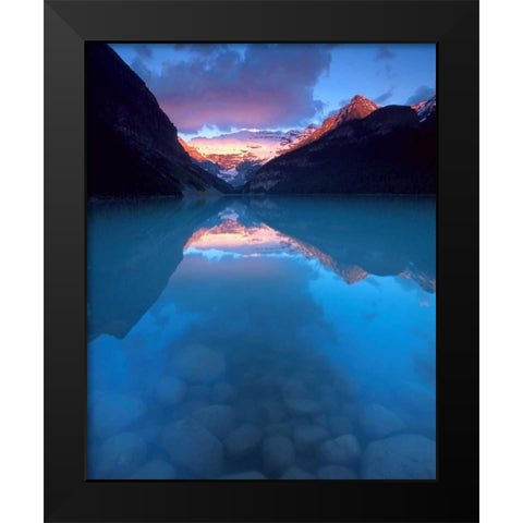 Canada, Banff NP Victoria Glacier on Lake Louise Black Modern Wood Framed Art Print by Kelley, David