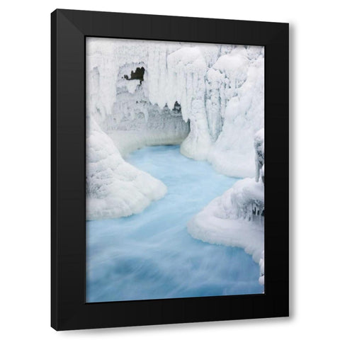 Canada, Jasper NP Athabasca River through ice Black Modern Wood Framed Art Print with Double Matting by Grall, Don