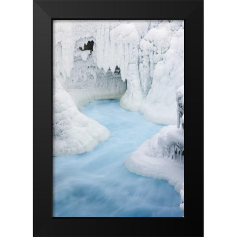 Canada, Jasper NP Athabasca River through ice Black Modern Wood Framed Art Print by Grall, Don