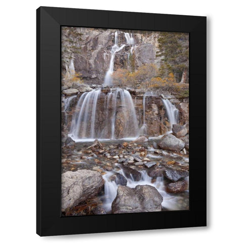 Canada, Alberta, Jasper NP Tangle Falls Black Modern Wood Framed Art Print with Double Matting by Paulson, Don