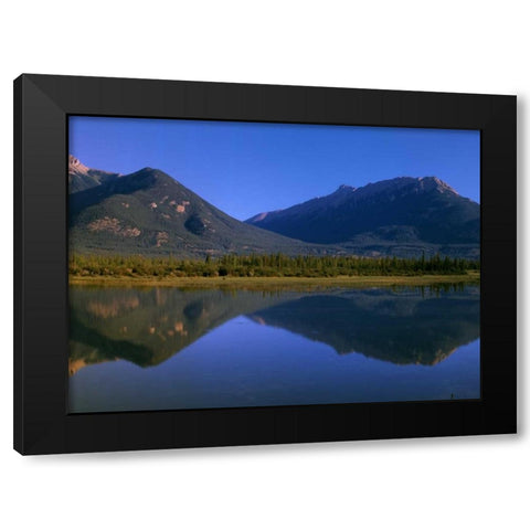 Canada, Alberta, Canadian Rockies and Jasper Lake Black Modern Wood Framed Art Print with Double Matting by Grandmaison, Mike