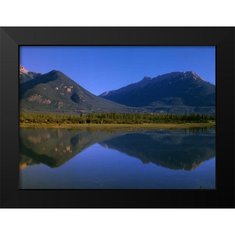 Canada, Alberta, Canadian Rockies and Jasper Lake Black Modern Wood Framed Art Print by Grandmaison, Mike