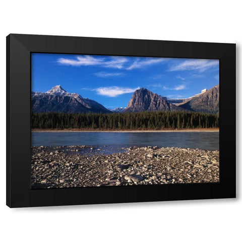 Canada, Athabasca River and Canadian Rockies Black Modern Wood Framed Art Print with Double Matting by Grandmaison, Mike