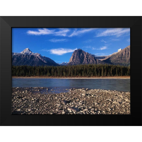 Canada, Athabasca River and Canadian Rockies Black Modern Wood Framed Art Print by Grandmaison, Mike