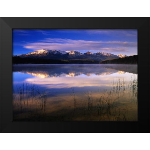 Canada, Alberta, Pyramid Lake in Jasper NP Black Modern Wood Framed Art Print by Grandmaison, Mike