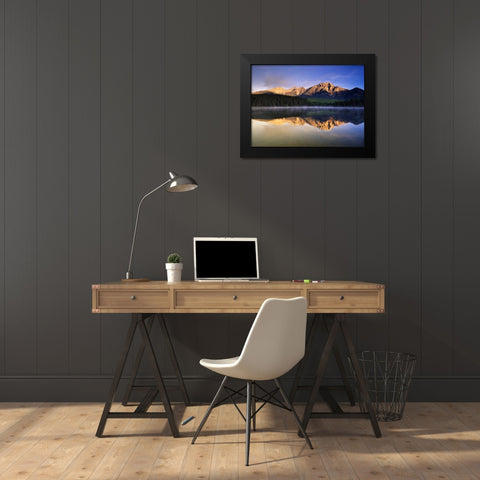 Canada, Alberta, Pyramid Lake in Jasper NP Black Modern Wood Framed Art Print by Grandmaison, Mike