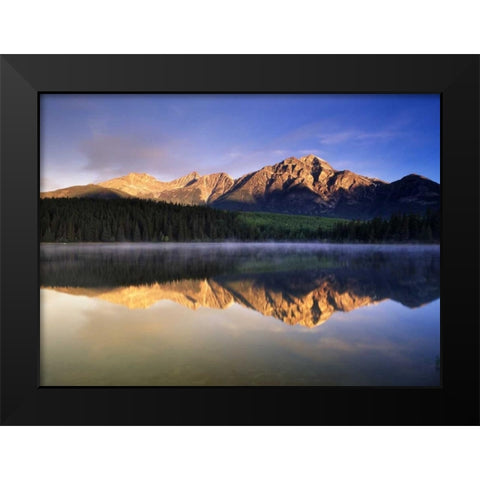 Canada, Alberta, Pyramid Lake in Jasper NP Black Modern Wood Framed Art Print by Grandmaison, Mike