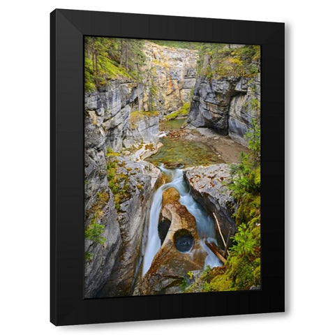 Canada, Jasper NP Maligne River in the Canyon Black Modern Wood Framed Art Print with Double Matting by Grandmaison, Mike