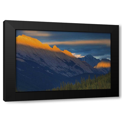 Canada, Jasper NP Sunset over a mountain summit Black Modern Wood Framed Art Print with Double Matting by Grandmaison, Mike