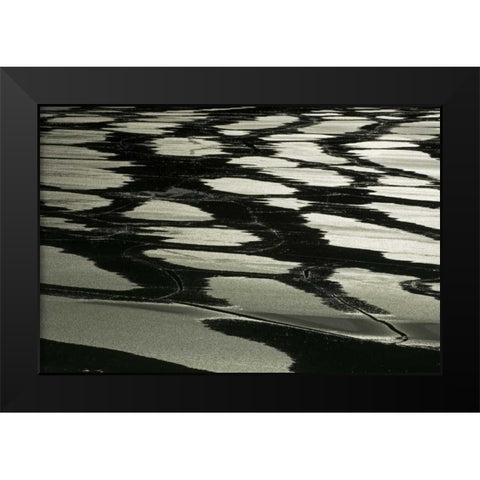 Canada, Jasper NP Pattern of water on ice Black Modern Wood Framed Art Print by Grandmaison, Mike
