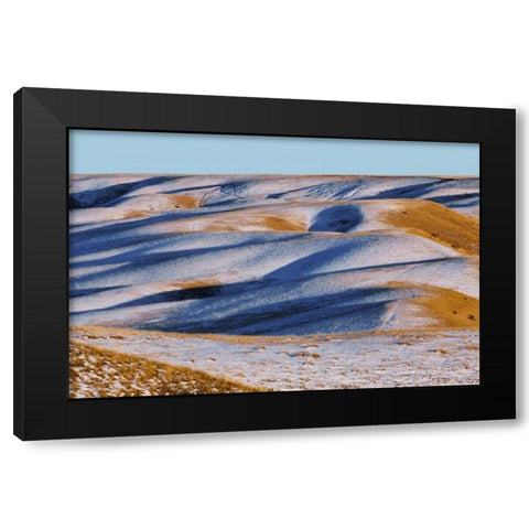 Canada, Alberta, Snow-covered hills at sunset Black Modern Wood Framed Art Print with Double Matting by Grandmaison, Mike