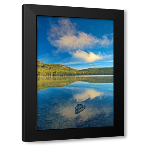 Canada-Alberta-Jasper National Park Reflections in Pyramid Lake Black Modern Wood Framed Art Print by Jaynes Gallery