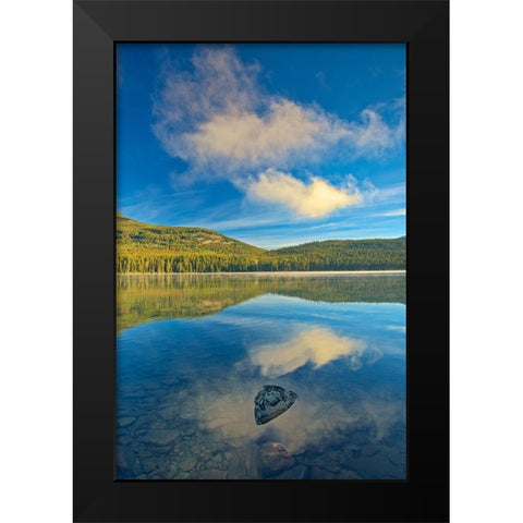 Canada-Alberta-Jasper National Park Reflections in Pyramid Lake Black Modern Wood Framed Art Print by Jaynes Gallery