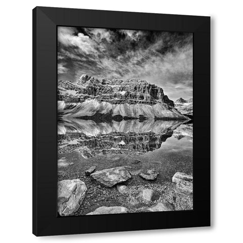 Canada-Alberta-Banff National Park Bow Lake and Crowfoot Mountain landscape Black Modern Wood Framed Art Print with Double Matting by Jaynes Gallery