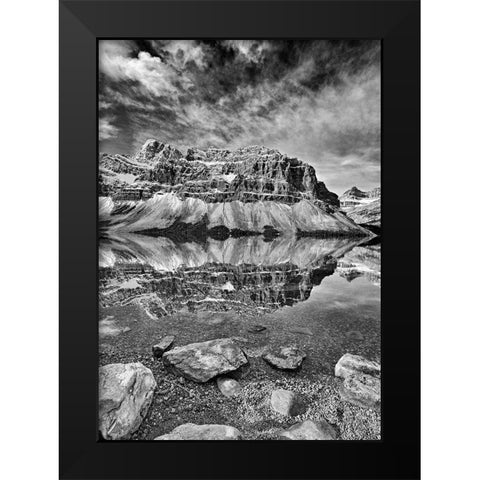 Canada-Alberta-Banff National Park Bow Lake and Crowfoot Mountain landscape Black Modern Wood Framed Art Print by Jaynes Gallery