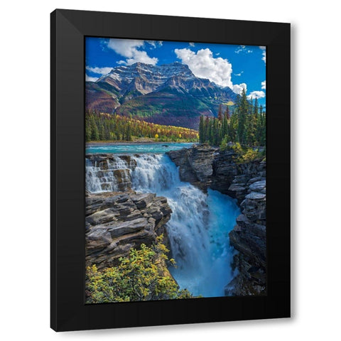 Canada-Alberta-Jasper National Park Athabasca River at Athabasca Falls Black Modern Wood Framed Art Print by Jaynes Gallery