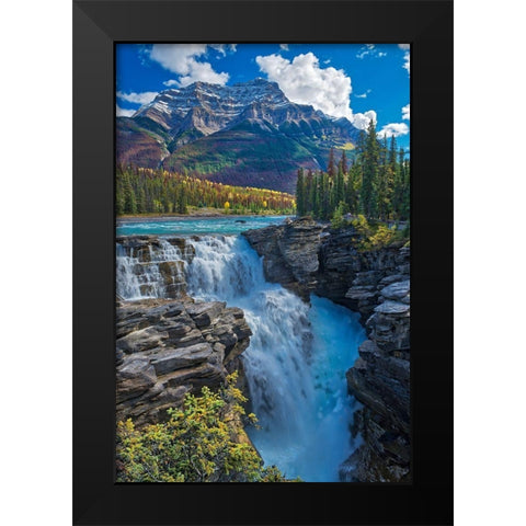 Canada-Alberta-Jasper National Park Athabasca River at Athabasca Falls Black Modern Wood Framed Art Print by Jaynes Gallery