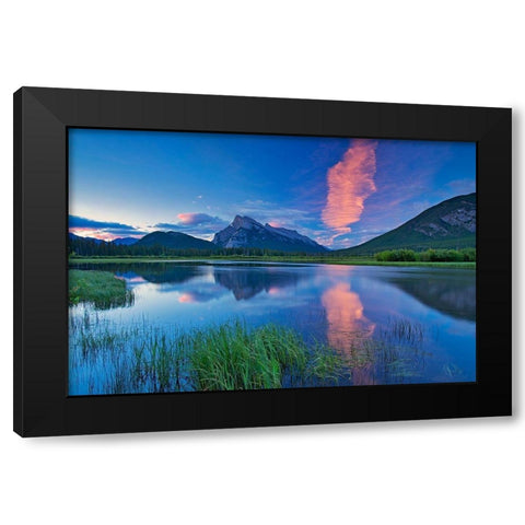 Canada-Alberta-Banff National Park Cloud reflected in lake at sunrise Black Modern Wood Framed Art Print by Jaynes Gallery