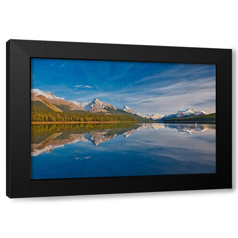 Canada-Alberta-Jasper National Park Reflections in Maligne Lake Black Modern Wood Framed Art Print with Double Matting by Jaynes Gallery