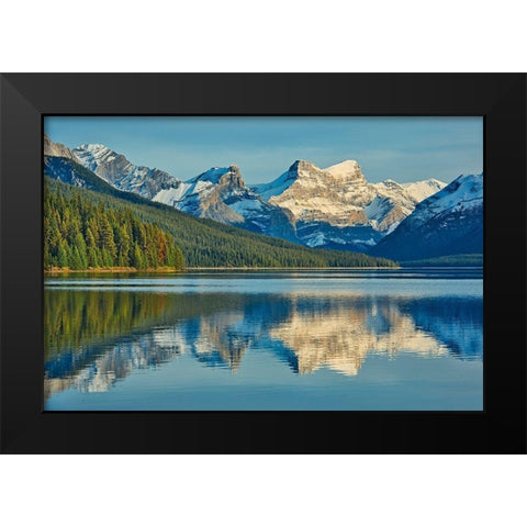 Canada-Alberta-Jasper National Park Reflections in Maligne Lake Black Modern Wood Framed Art Print by Jaynes Gallery