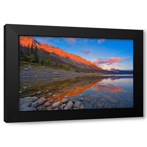 Canada-Alberta-Jasper National Park Sunset on Medicine Lake Black Modern Wood Framed Art Print with Double Matting by Jaynes Gallery