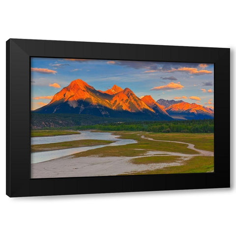 Canada-Alberta Canadian Rocky Mountains and Abraham Lake at sunrise Black Modern Wood Framed Art Print with Double Matting by Jaynes Gallery