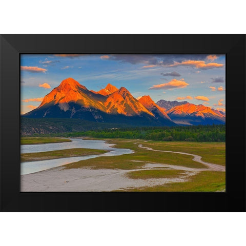 Canada-Alberta Canadian Rocky Mountains and Abraham Lake at sunrise Black Modern Wood Framed Art Print by Jaynes Gallery
