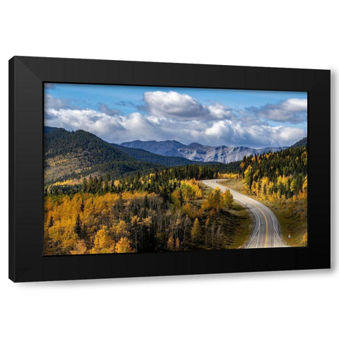 Highway 66 in autumn in Kananaskis Country-Alberta-Canada Black Modern Wood Framed Art Print by Haney, Chuck