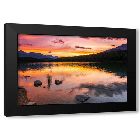 Sunset at Patricia Lake-Jasper National Park-Alberta-Canada Black Modern Wood Framed Art Print with Double Matting by Bishop, Russ