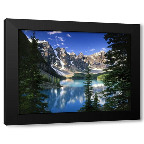 Turquoise water in moraine lake in Banff National Park near Calgary Canada Black Modern Wood Framed Art Print by Steve Mohlenkamp