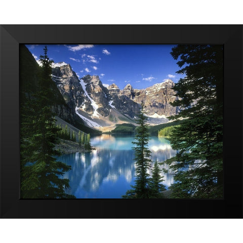 Turquoise water in moraine lake in Banff National Park near Calgary Canada Black Modern Wood Framed Art Print by Steve Mohlenkamp