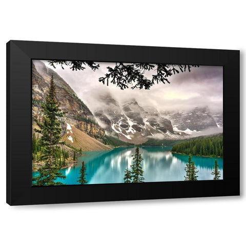 Moraine lake in the valley of the ten peaks in the Alberta-Canada Rocky Mountains Black Modern Wood Framed Art Print with Double Matting by Steve Mohlenkamp