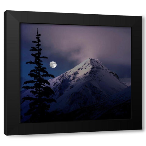 Moonrise over the Canadian Rocky Mountains in Jasper National Park-Alberta-Canada Black Modern Wood Framed Art Print with Double Matting by Steve Mohlenkamp