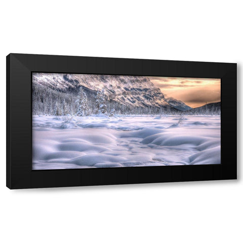 A cold Christmas day sunrise in the Canadian Rockies Black Modern Wood Framed Art Print by Steve Mohlenkamp