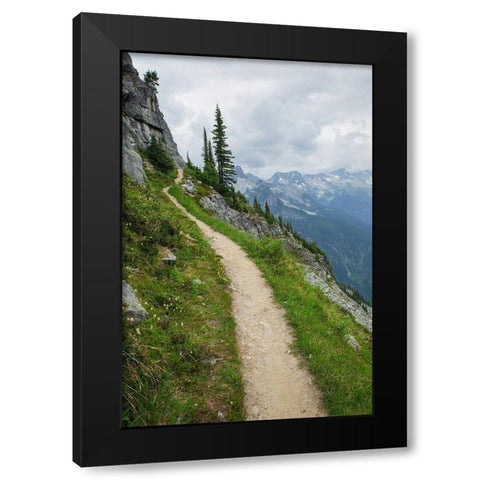 Abbott Ridge Trail along cliffs below Mount Abbott Selkirk Mountains Glacier National Park Black Modern Wood Framed Art Print by Majchrowicz, Alan