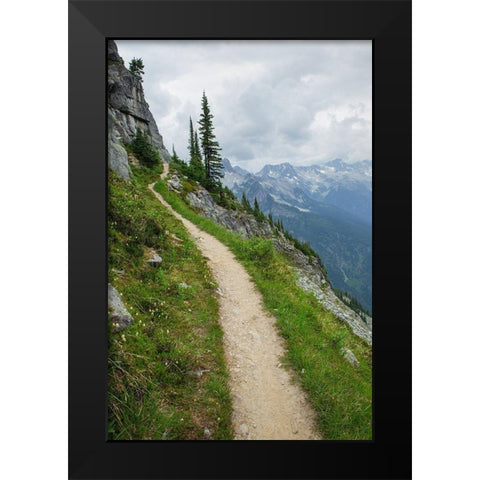 Abbott Ridge Trail along cliffs below Mount Abbott Selkirk Mountains Glacier National Park Black Modern Wood Framed Art Print by Majchrowicz, Alan