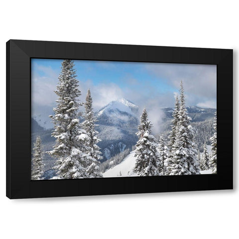 North Cascades in fresh winter snow Manning Provincial Park-British Columbia Black Modern Wood Framed Art Print by Majchrowicz, Alan