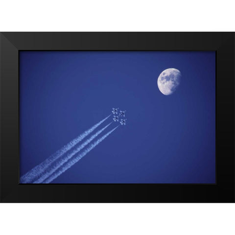 Canada, BC Four fighter jets fly in formation Black Modern Wood Framed Art Print by Satushek, Steve