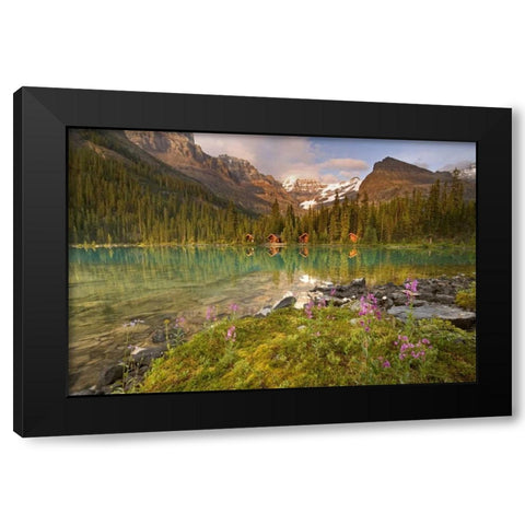 Canada, Yoho NP Lodge and forest by Lake Ohara Black Modern Wood Framed Art Print by Paulson, Don