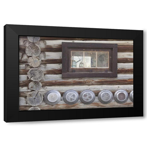 Canada, BC, Fort Steele Window and gold pans Black Modern Wood Framed Art Print by Paulson, Don