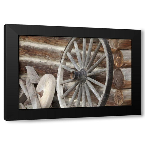 Canada, BC, Fort Steele Old wagon wheel Black Modern Wood Framed Art Print by Paulson, Don